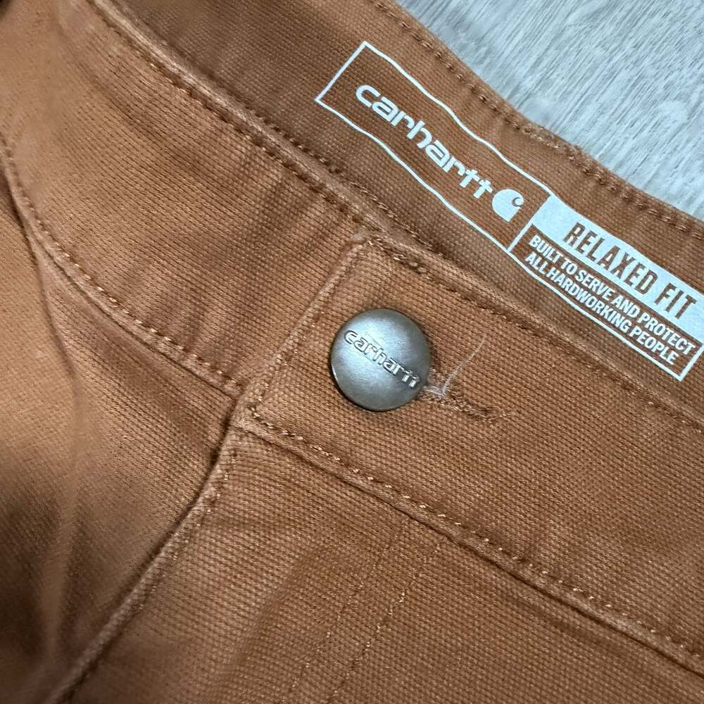 Womens Carhartt Relaxed Fit Duck Carpenter Pants Distressed Paint - Picture 4 of 9